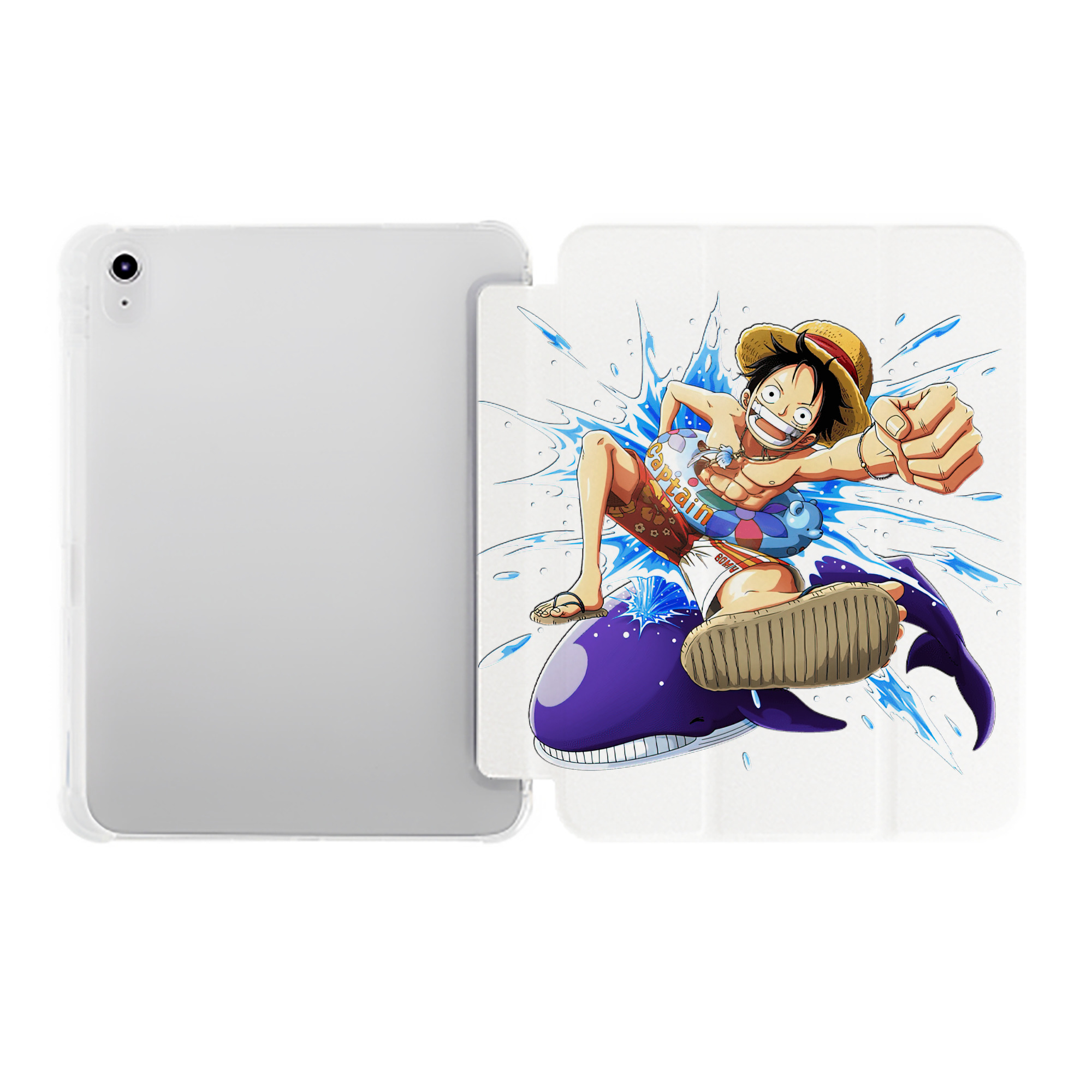 （画像用） ワンピース モンキー・D・ルフィ ONE PIECE Monkey D. Luffy IPad ケース ペン収納付き 三つ折りスタンド PUレザー×シリコン 対応機種9.5/10.5/10.9インチ